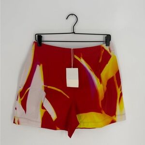 Cos Regular Fit Printed Lea Colombo Pleated Shorts In Red White Yellow